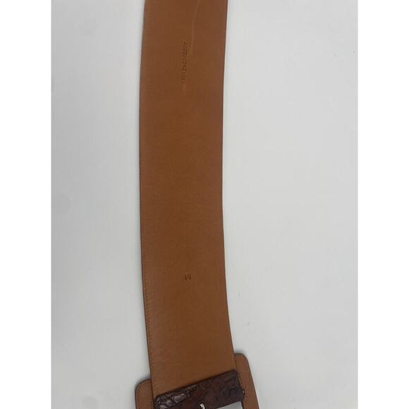 Ralph Lauren Collection Alligator Trench Buckle Brown Wide Belt M Women’s - Picture 3 of 9